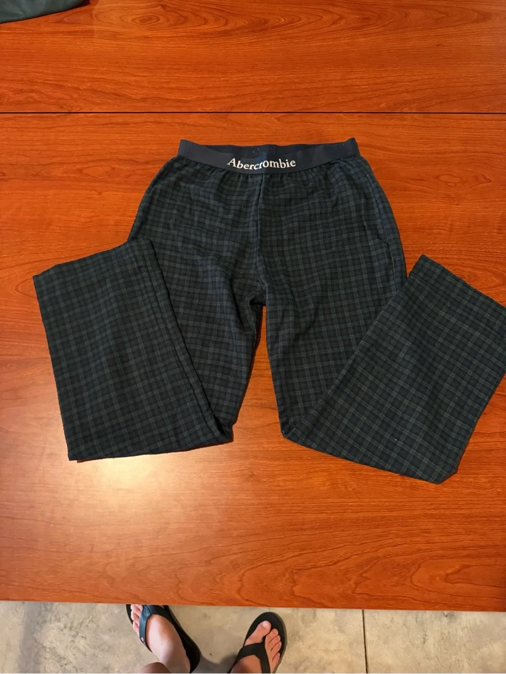 abercrombie kids navy & dark green plaid pajama set - long sleeve top & shorts